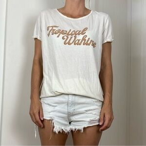 FIGHTING EEL Tropical Wahine Graphic Aloha T-Shirt size Small